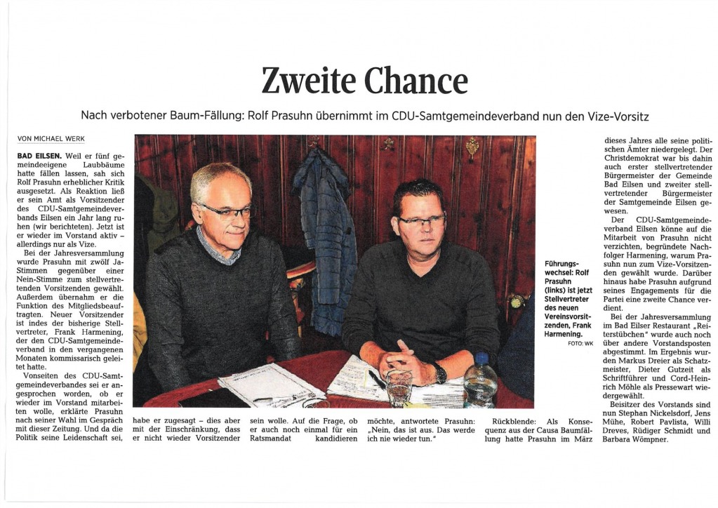 Mit freundlicher Genehmigung: Schaumburger Zeitung, Schaumburg-Lippische Landeszeitung